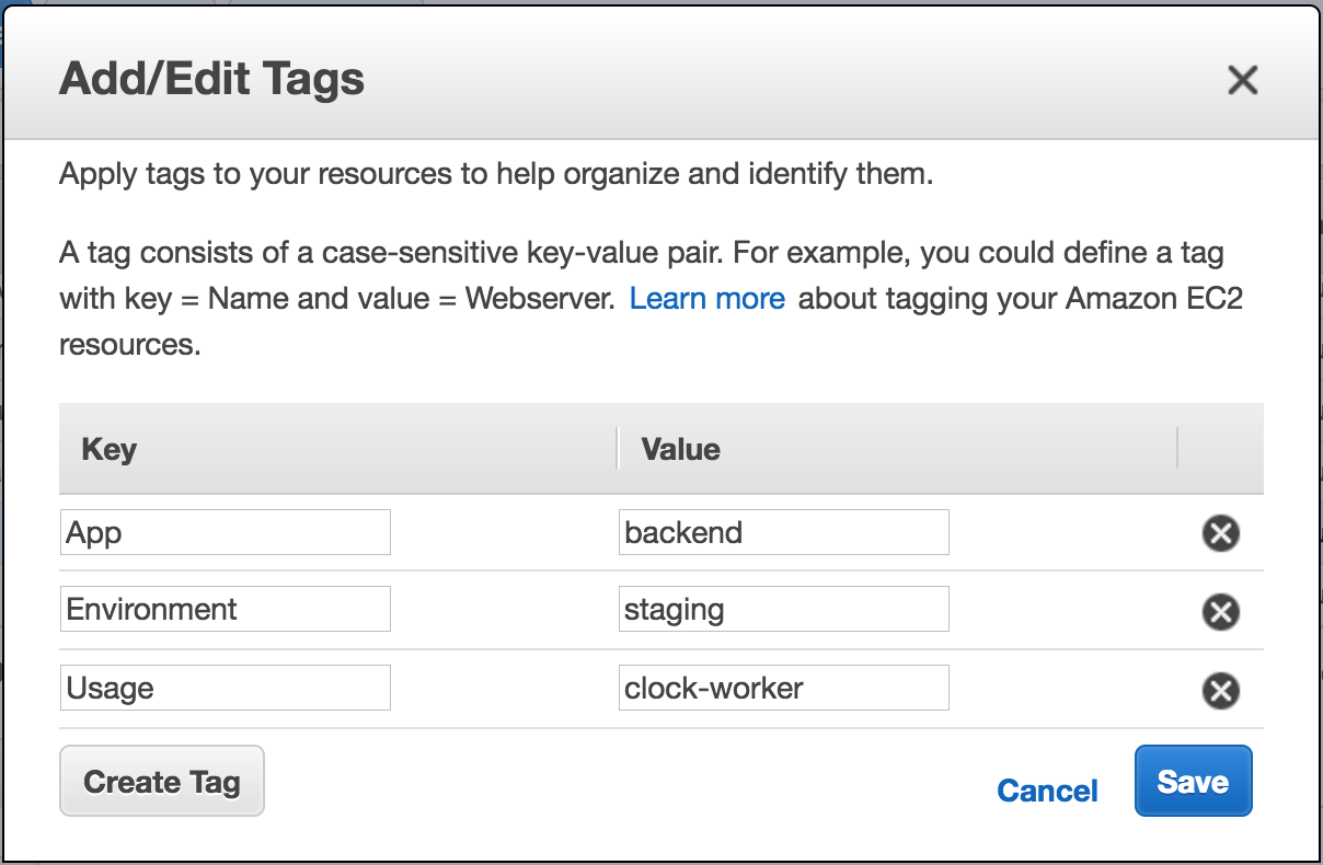 Example of creating tags on EC2